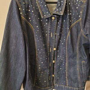 Added Dimensions for Catherines sz 3X Embellished Jean Jacket Great Condition